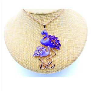 Rhinestone Purple Flamingo Mother & child Necklace